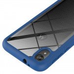 Wholesale Motorola Moto E6 Clear Dual Defense Hybrid Case (Navy Blue)